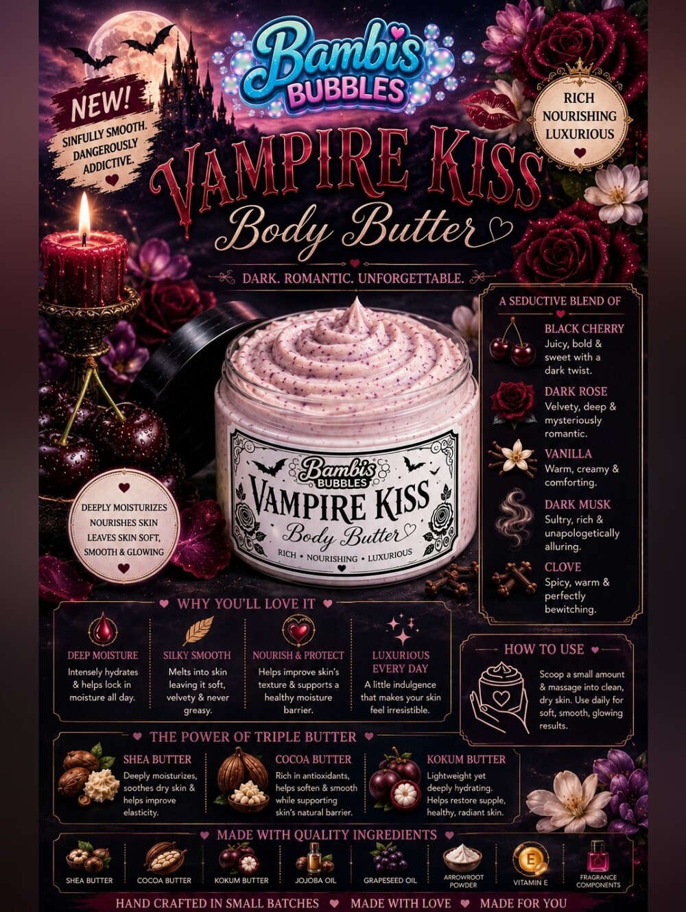 4oz Triple Body Butter Vampire Kiss Assorted Scents Available